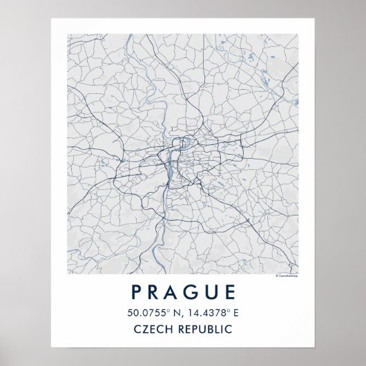 Custom City Map Prague Wall Art Poster (Voorkant)