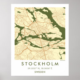 Custom City Map Stockholm Sweden Wall Art Poster
