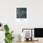 Custom City Map Taipei Taiwan Wall Art Poster (Thuiskantoor)