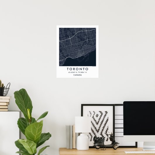 Custom City Map Toronto Canada Wall Art Poster (Thuiskantoor)