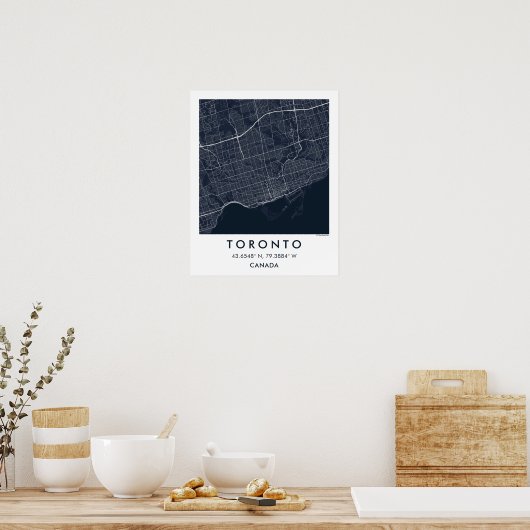Custom City Map Toronto Canada Wall Art Poster (Keuken)