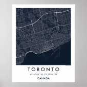 Custom City Map Toronto Canada Wall Art Poster (Voorkant)