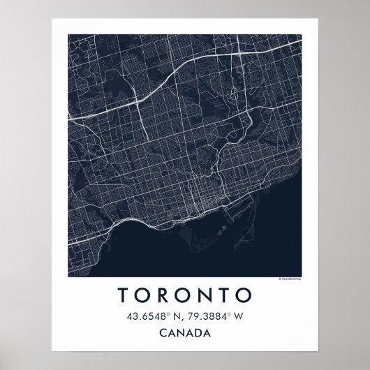 Custom City Map Toronto Canada Wall Art Poster (Voorkant)