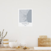 Custom City Map Valencia Spain Wall Art Poster (Keuken)