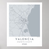 Custom City Map Valencia Spain Wall Art Poster (Voorkant)
