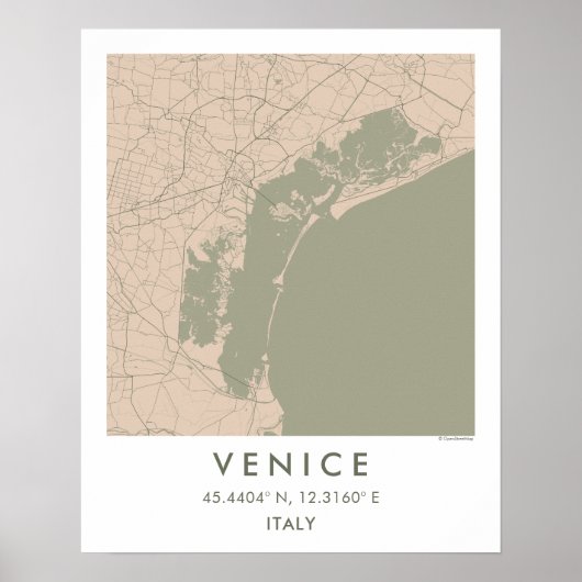 Custom City Map Venice Italy Wall Art Poster (Voorkant)