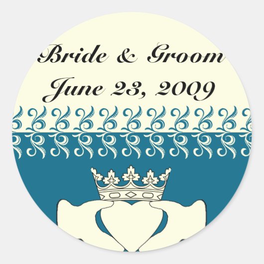 Custom Claddagh Ronde Sticker (Voorkant)