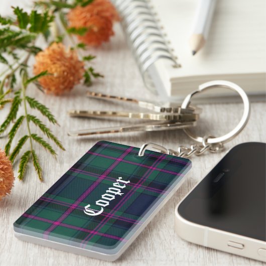 Custom Clan Cooper Tartan Plaid Sleutelhanger (Voorkant Rechts)