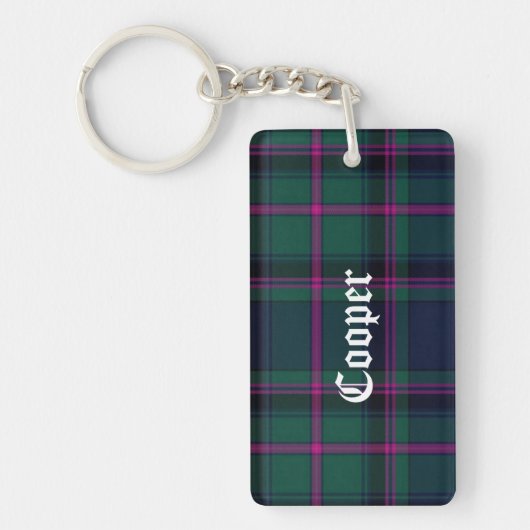 Custom Clan Cooper Tartan Plaid Sleutelhanger (Voorkant)