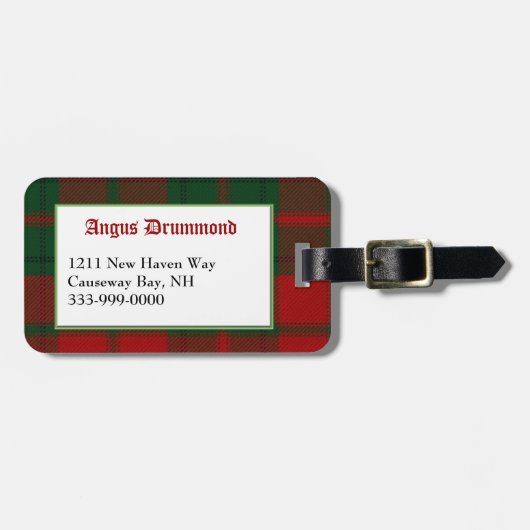 Custom Clan Drummond Tartan Pset Bagagelabel (Voorkant horizontaal)