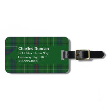 Custom Clan Duncan Tartan Pset Bagagelabel