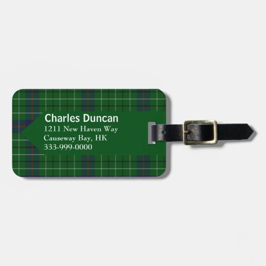 Custom Clan Duncan Tartan Pset Bagagelabel (Voorkant horizontaal)