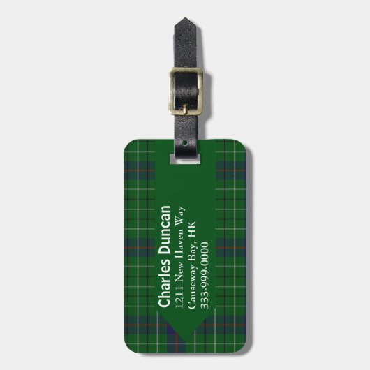 Custom Clan Duncan Tartan Pset Bagagelabel (Voorkant verticaal)
