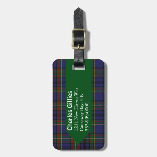 Custom Clan Gillies Tartan Pset Bagagelabel (Voorkant verticaal)
