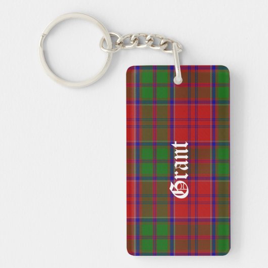 Custom Clan Grant Tartan Plaid Sleutelhanger (Voorkant)