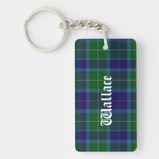 Custom Clan Wallace Tartan Pset Sleutelhanger (Voorkant)