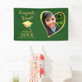 Custom Class 2025 Afstudeerder Foto Groen Goud Afs Spandoek (Insitu)