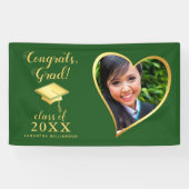 Custom Class 2025 Afstudeerder Foto Groen Goud Afs Spandoek (Horizontaal)