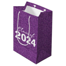 Custom Class Jaar Paarse Glitter Medium Cadeauzakje