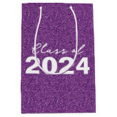 Custom Class Jaar Paarse Glitter Medium Cadeauzakje (Voorkant)