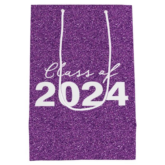 Custom Class Jaar Paarse Glitter Medium Cadeauzakje (Achterkant)