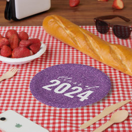 Custom Class Jaar Paarse Glitter Papieren Bordje