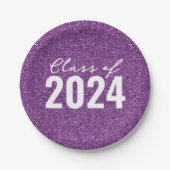 Custom Class Jaar Paarse Glitter Papieren Bordje (Voorkant)