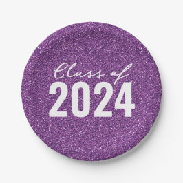 Custom Class Jaar Paarse Glitter Papieren Bordje