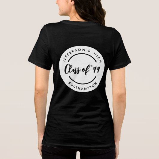 Custom Class of School Graduate Reunion Circle Tri-Blend Shirt (Achterkant)