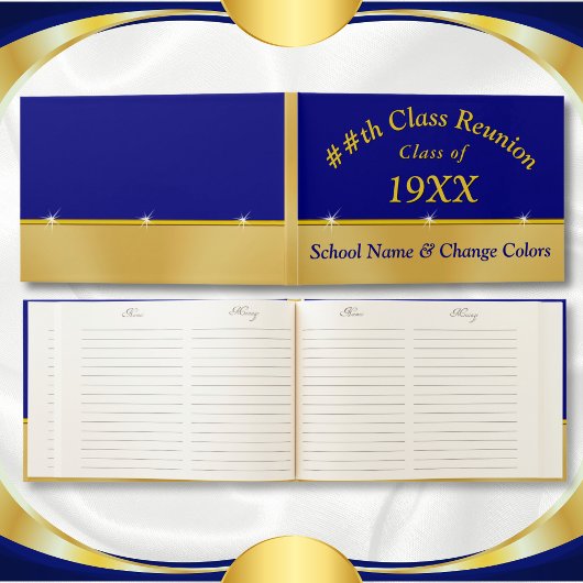 Custom Class Reunion Gastenboek, uw kleuren, tekst Gastenboek