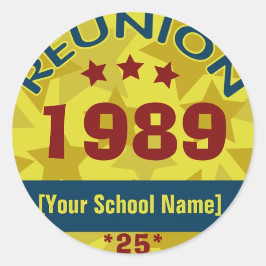 Custom Class Reunion Stars Ronde Sticker (Voorkant)
