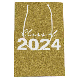 Custom Class Year Gold Glitter Medium Cadeauzakje