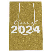 Custom Class Year Gold Glitter Medium Cadeauzakje (Achterkant)