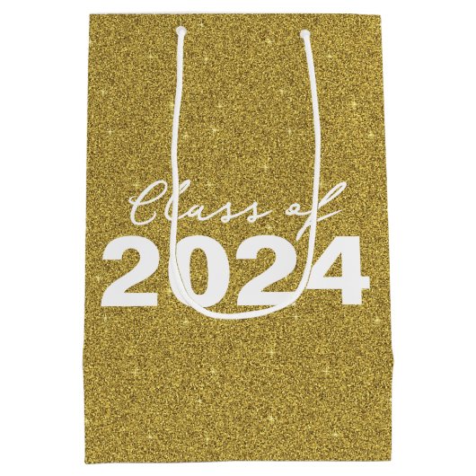 Custom Class Year Gold Glitter Medium Cadeauzakje (Achterkant)