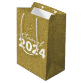 Custom Class Year Gold Glitter Medium Cadeauzakje (Achterkant Gekanteld)