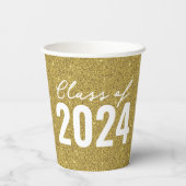 Custom Class Year Gold Glitter Papieren Bekers (Achterkant)