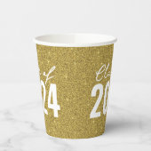 Custom Class Year Gold Glitter Papieren Bekers (Links)