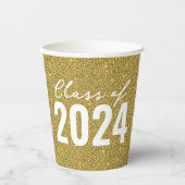 Custom Class Year Gold Glitter Papieren Bekers (Voorkant)