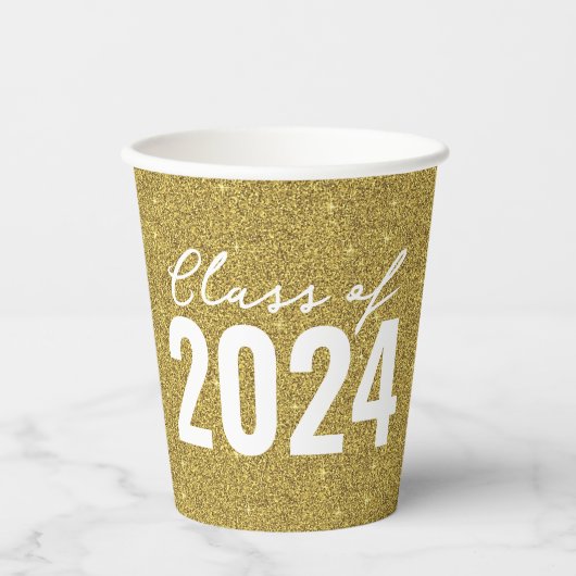 Custom Class Year Gold Glitter Papieren Bekers (Voorkant)