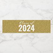 Custom Class Year Gold Glitter Waterfles Etiket (Enkel label)