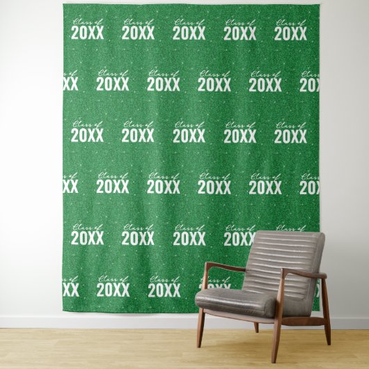 Custom Class Year Green Glitter Foto Achtergrond Wandkleed (In situ)