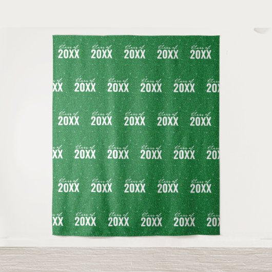 Custom Class Year Green Glitter Foto Achtergrond Wandkleed (Voorkant)