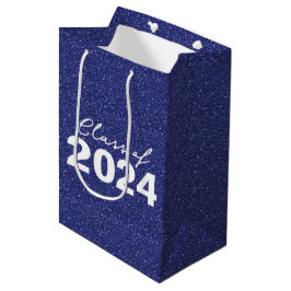 Custom Class Year Navy Blue Glitter Medium Cadeauzakje