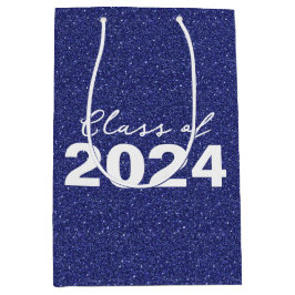 Custom Class Year Navy Blue Glitter Medium Cadeauzakje