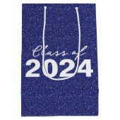 Custom Class Year Navy Blue Glitter Medium Cadeauzakje (Achterkant)