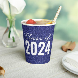 Custom Class Year Navy Blue Glitter Papieren Bekers