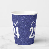 Custom Class Year Navy Blue Glitter Papieren Bekers (Links)