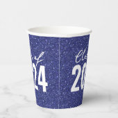 Custom Class Year Navy Blue Glitter Papieren Bekers (Rechts)