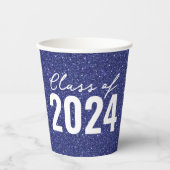 Custom Class Year Navy Blue Glitter Papieren Bekers (Voorkant)