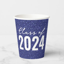 Custom Class Year Navy Blue Glitter Papieren Bekers